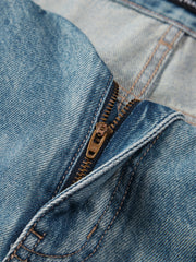 Men's Pleated Straight-Leg Wide Jeans
