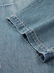 Men's Pleated Straight-Leg Wide Jeans