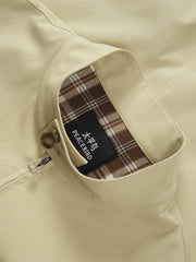 Men's Khaki Harrington Jacket with Plaid Lining