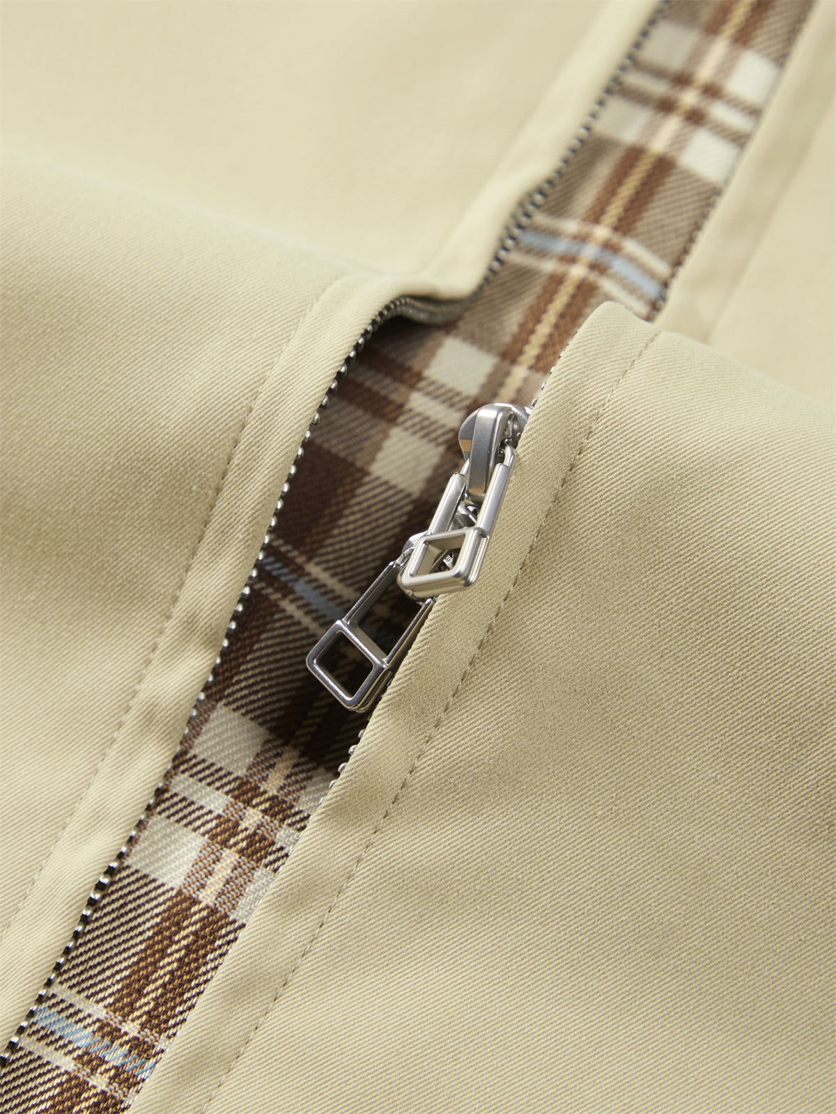 Men's Khaki Harrington Jacket with Plaid Lining