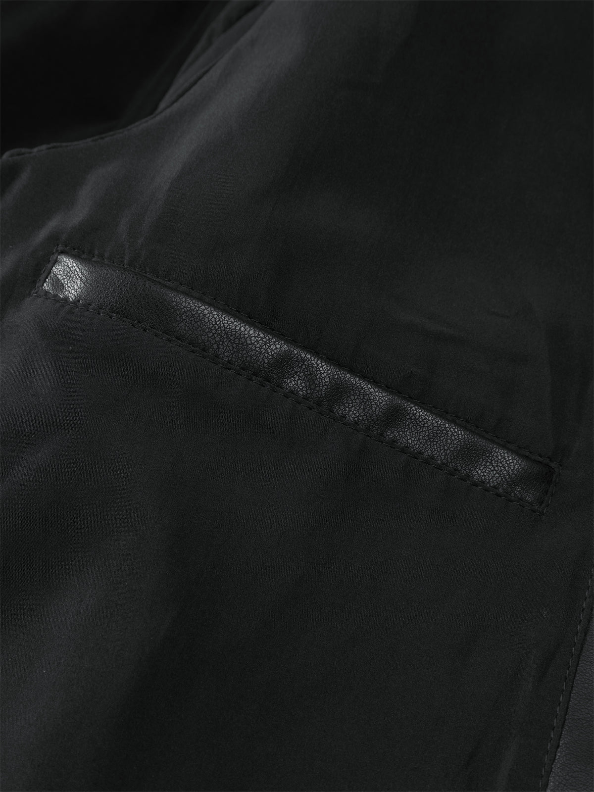 Men's Contrast-Stitch PU Leather Jacket