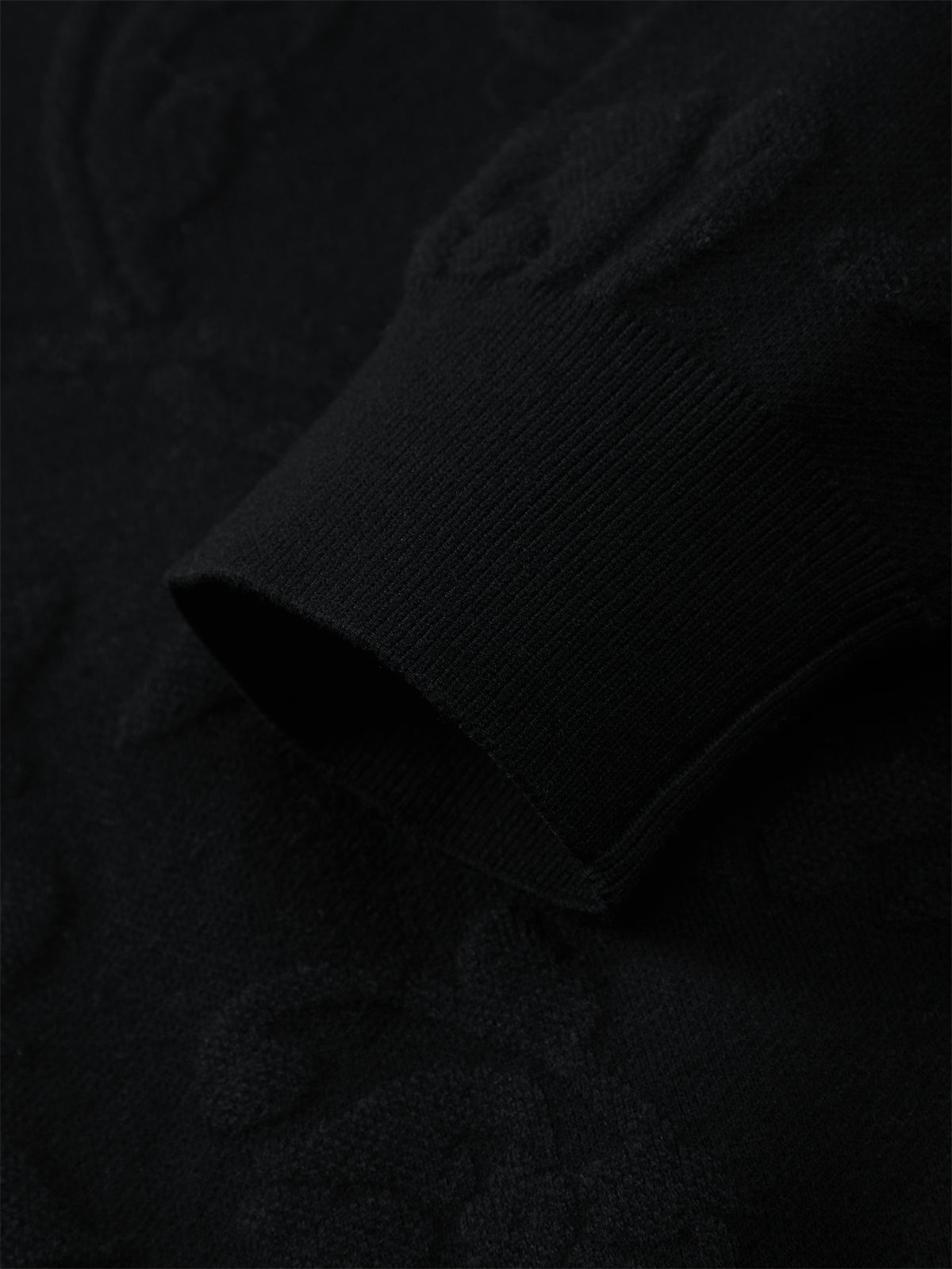 Men's Black Jacquard Textured Knit Sweater