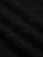 Men's Black Jacquard Textured Knit Sweater