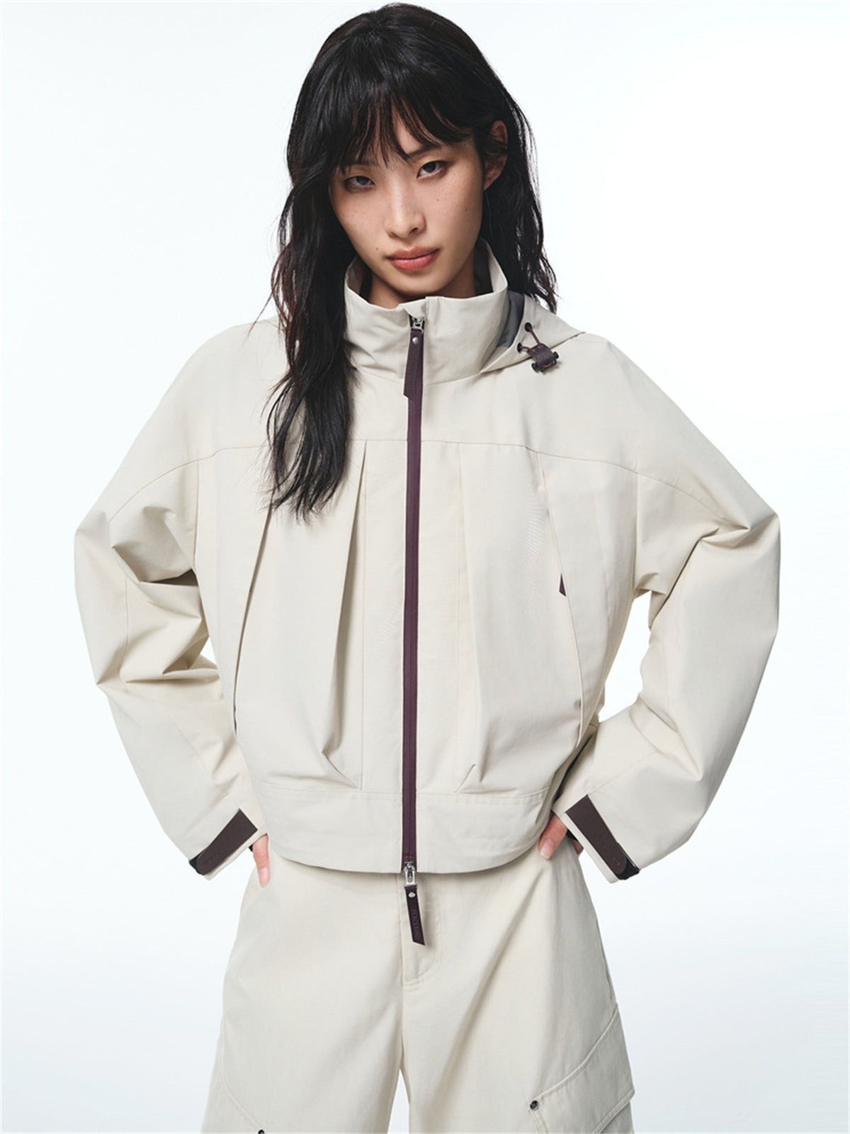 Women's Boxy Cropped Outdoor Hooded Jacket