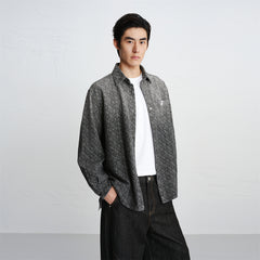 Men's Gradient Jacquard Long-Sleeve Shirt