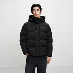 Men's Allover Tonal Jacquard Hooded Down Jacket