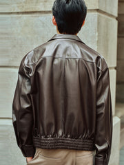 Men's Short Brown Leather Jacket