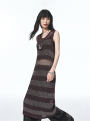Women's Sleeveless Fitted Striped Knit Dress