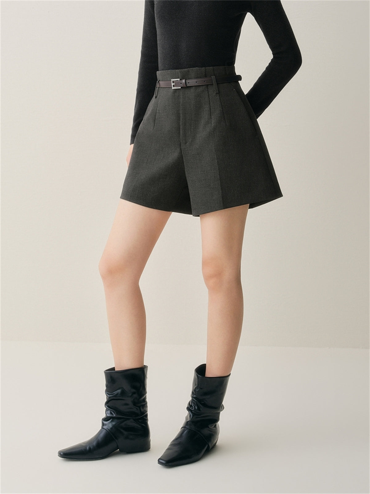 Women's High-Waist Wide-Leg Suit Shorts