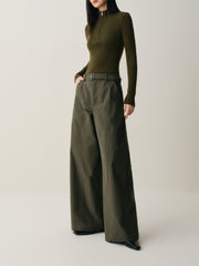 Women's Wide-Leg Pants with Detachable Belt