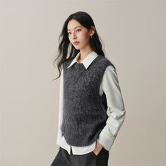 Women's Wool-Blend Vest with Detachable Metal Detail