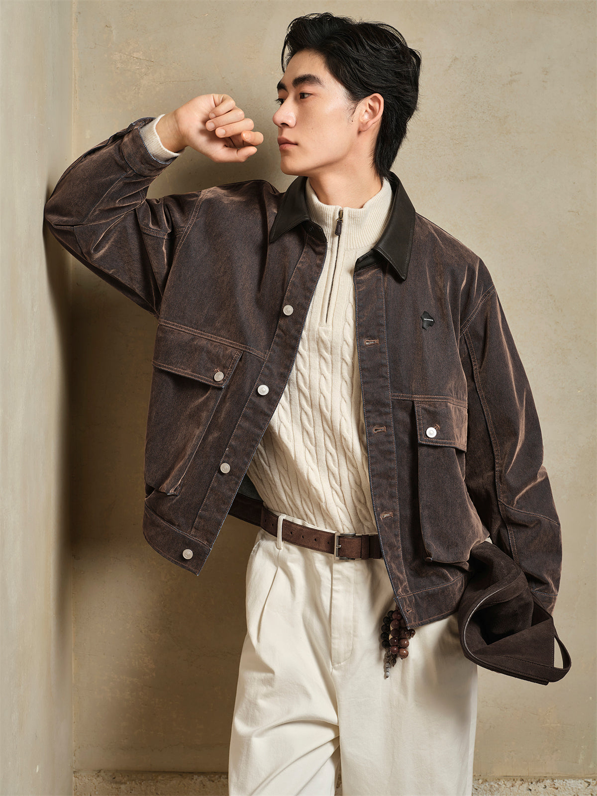 Men's Barn-Style Faux Denim Jacket