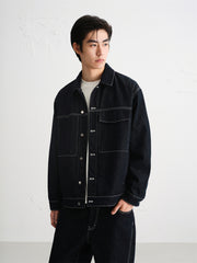Men's Vintage Contrast Topstitching Denim Jacket