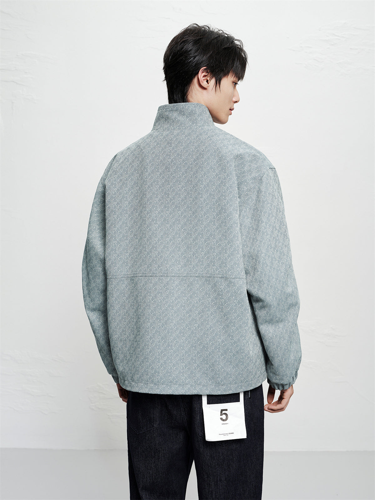 Men's Houndstooth Jacquard Denim Jacket