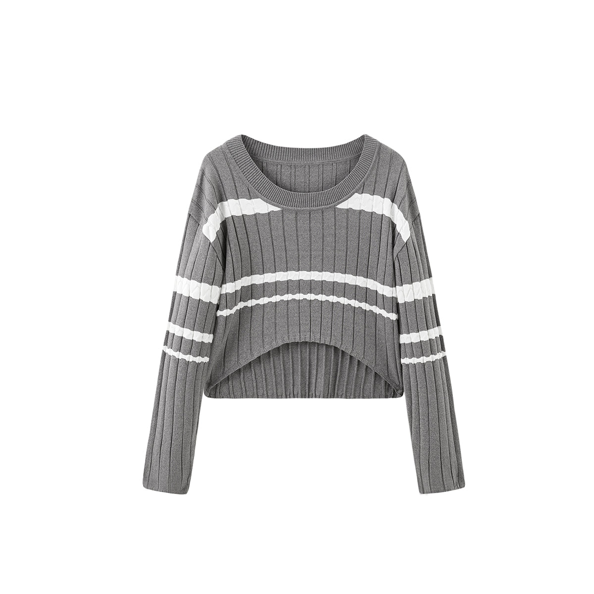 Women's Two-piece Striped  Knitted Shirt