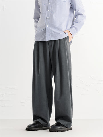 *US Final Sale* Men's Grey Relaxed Tapered Suit Pants