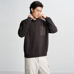 Men's Jacquard Mock-Neck Knit Sweater
