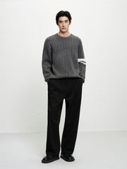 Men's Cable-Knit Contrast-Stripe Sweater