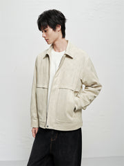 Men's Jacquard Faux Suede Down Jacket