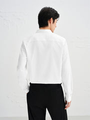 Men's Slim-Fit White Long-Sleeve Shirt