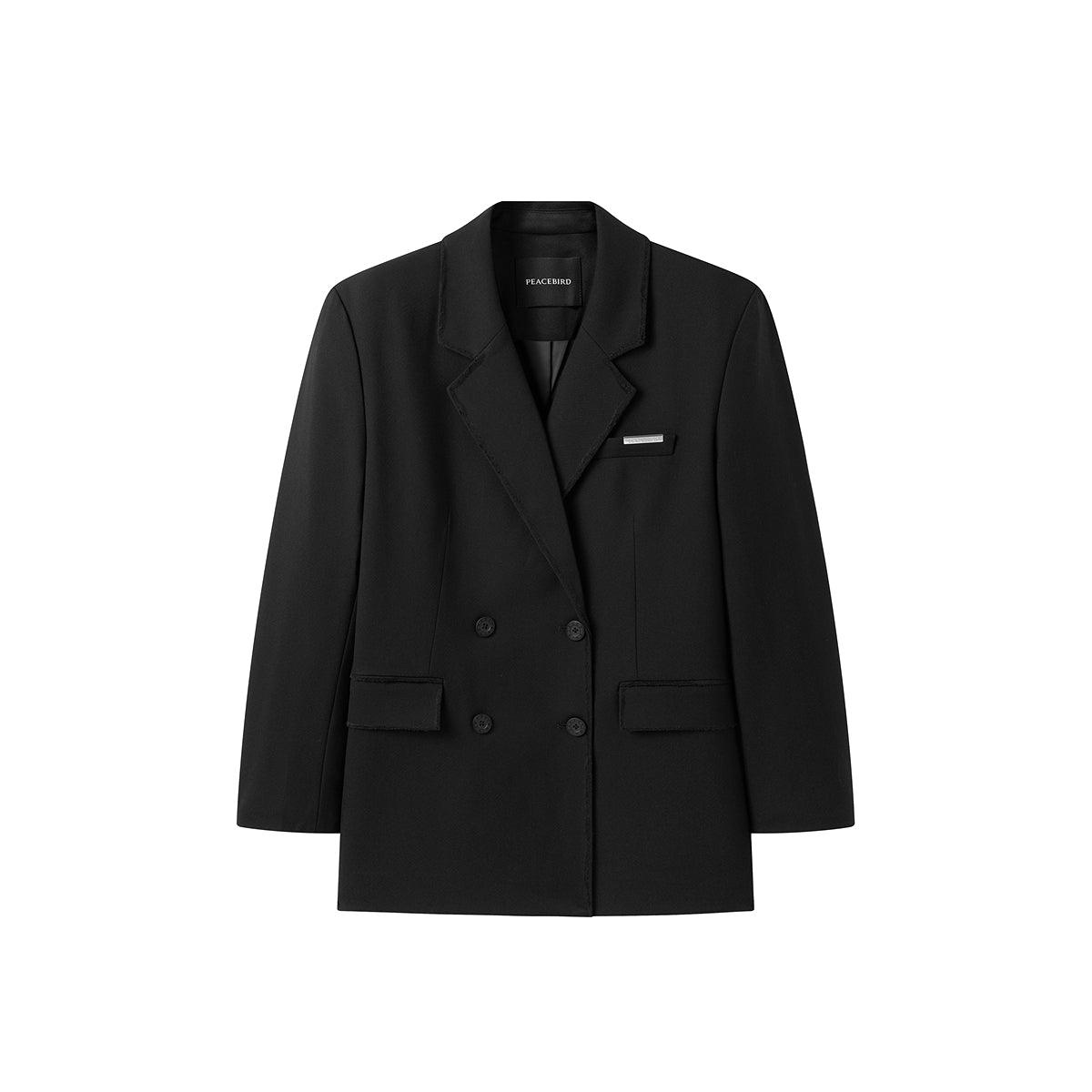 Women's Black Easy-care Raw Edge Blazer