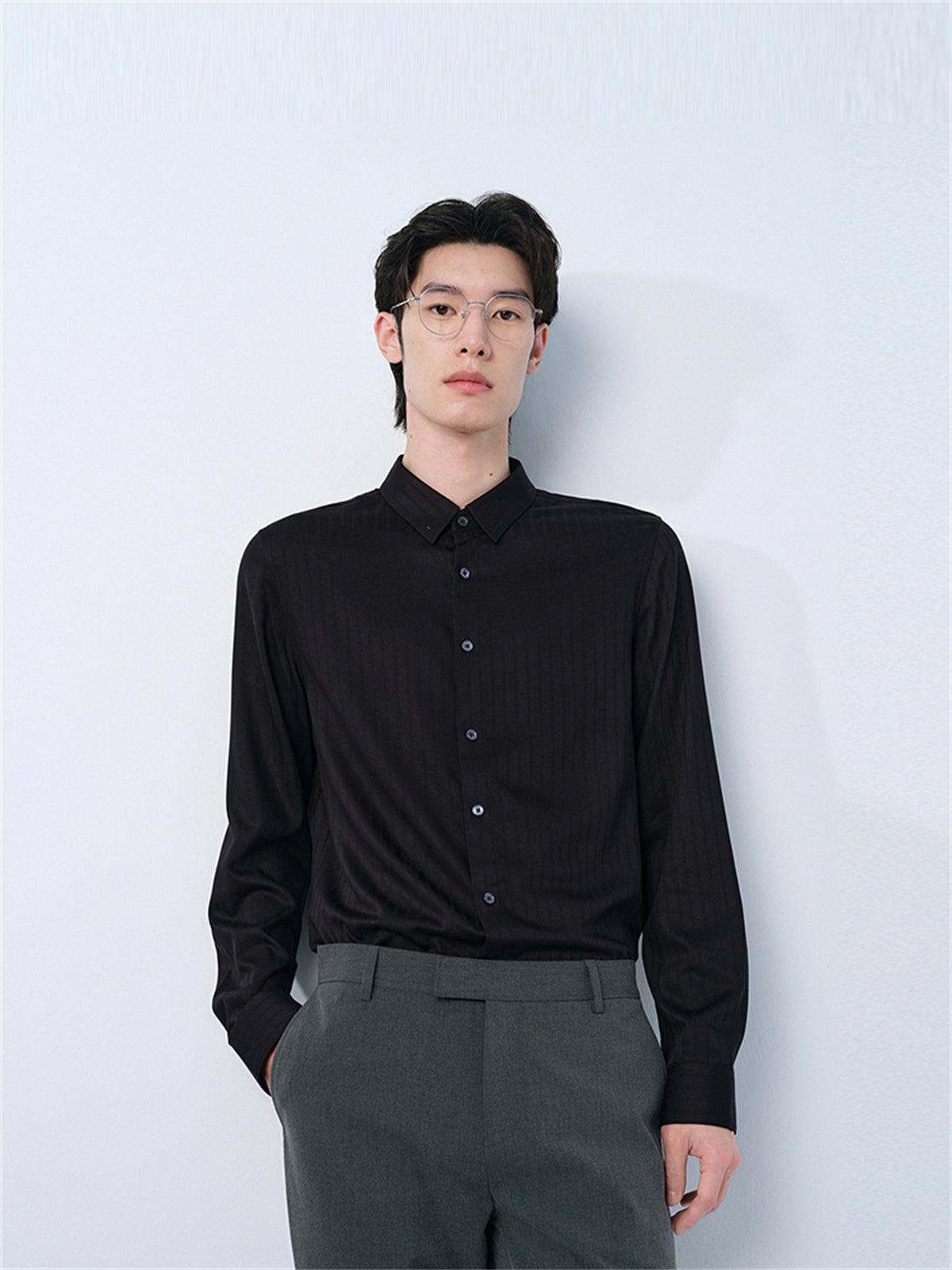 Men's Textured Jacquard Bamboo Fiber Shirt