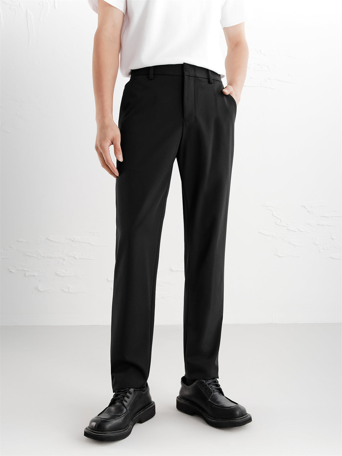 Men's 4-Way Stretch Black Casual Pants