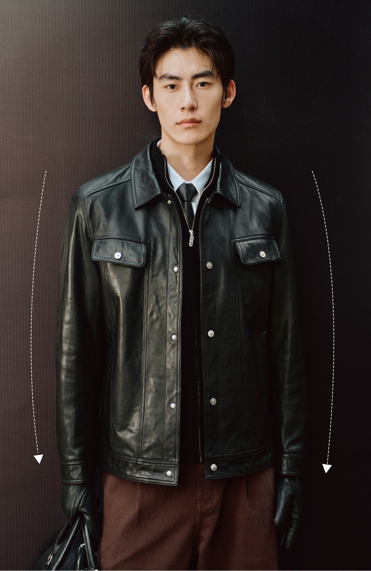 Men's Waxed Slim-Fit Leather Jacket