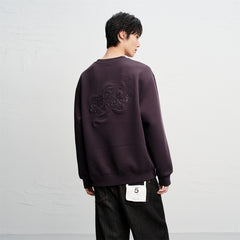 Men's Embossed Embroidery Pullover Sweatshirt