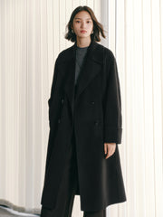 Women's Double-Breasted Belted Wool Coat