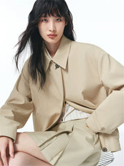Women's Cropped Straight Jacket with Elastic Hem