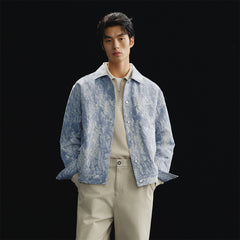 Men's Jacquard Denim Padded Jacket