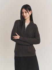 Women's Half-Zip Cable-Knit Sweater