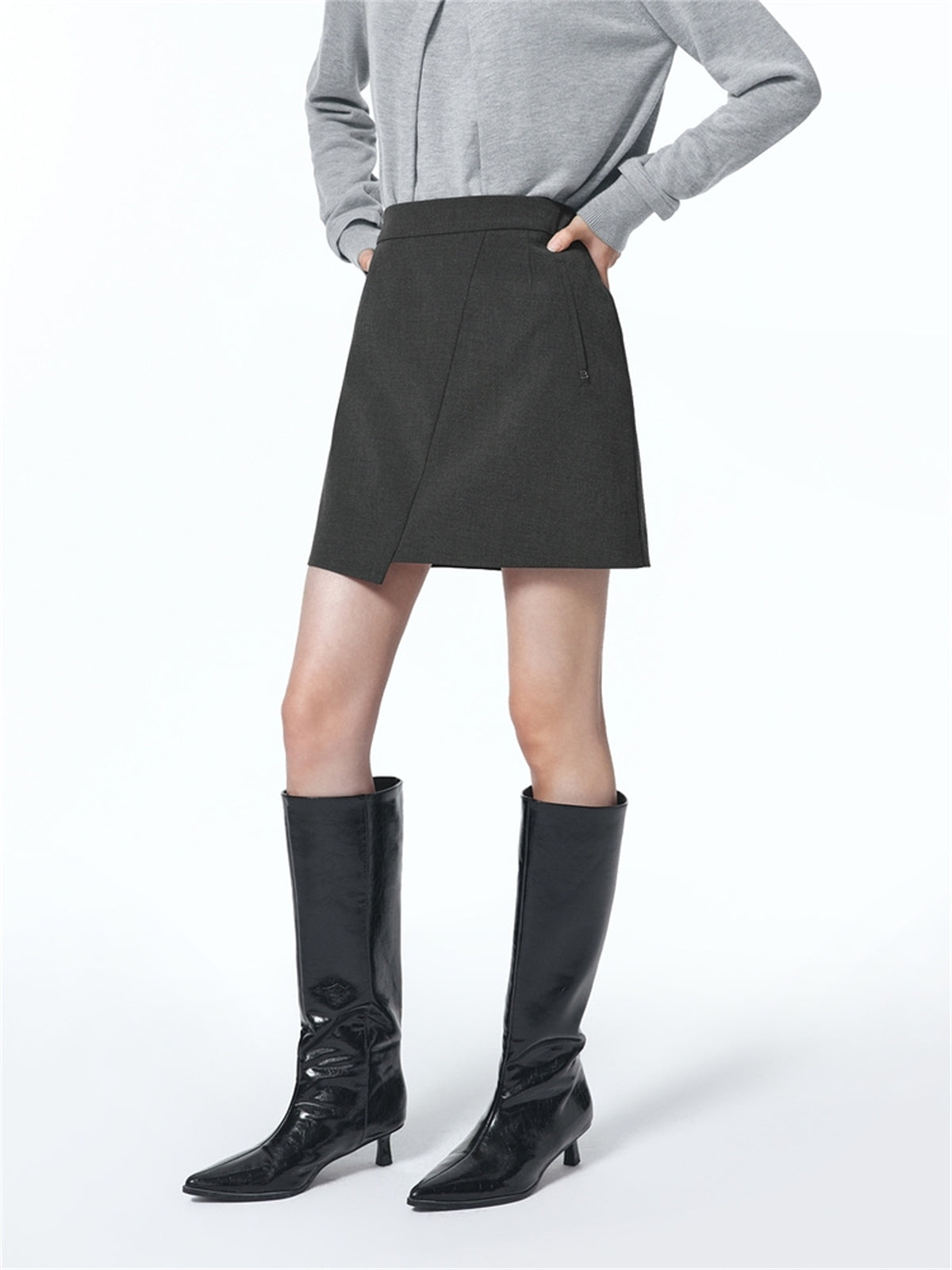 Women's Asymmetrical Paneled A-Line Skirt