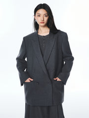 Women's Grey Peak-Lapel Blazer
