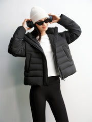 Women's Solid Quilted Oversized Hooded Down Jacket