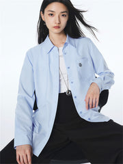 Women's Blue Modal Slim Fit Long-Sleeve Shirt