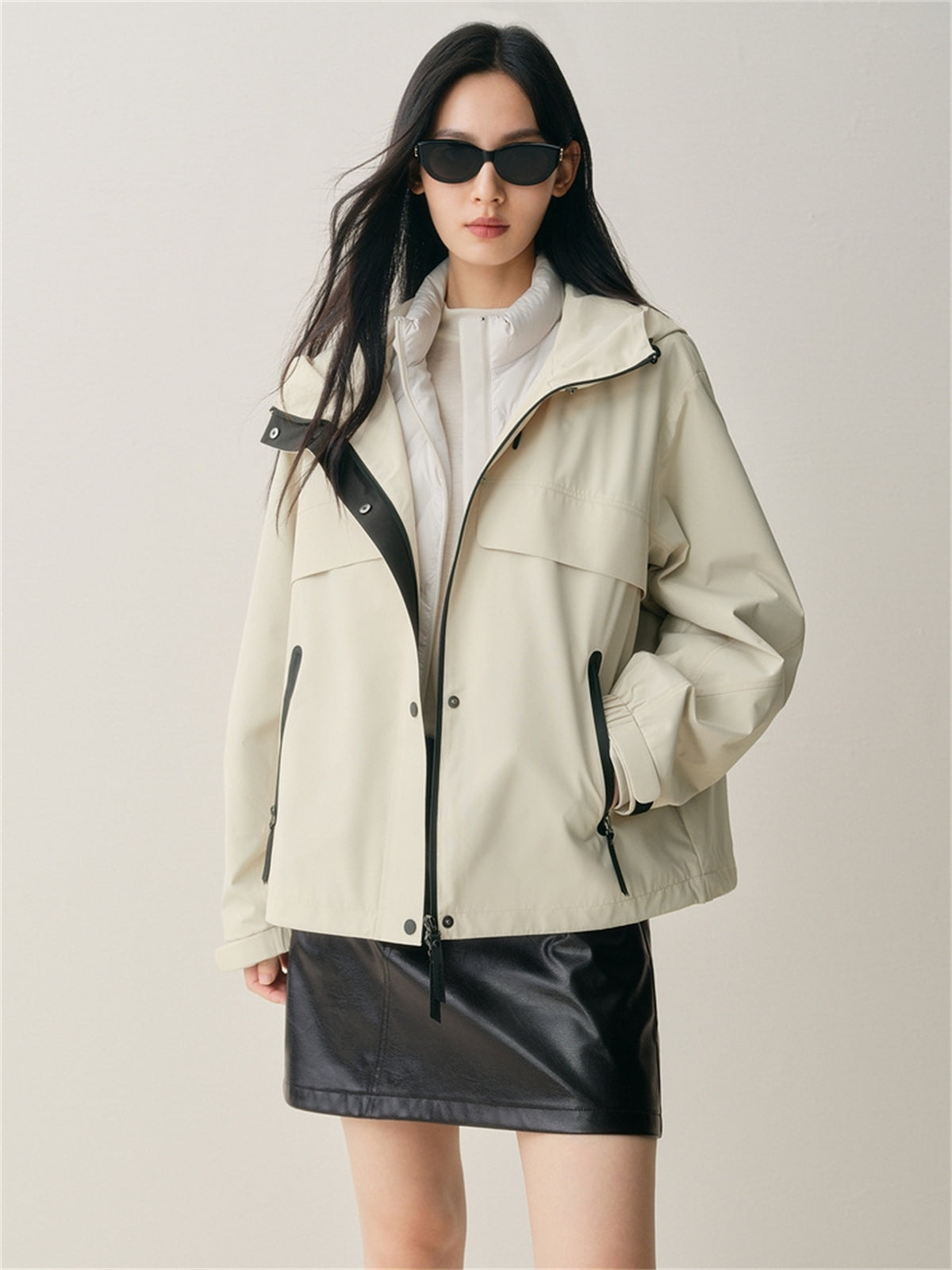 Women's Oversized Outdoor Jacket with Contrast Details