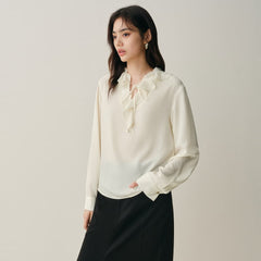 Women's Ruffled-Collar Chiffon Blouse