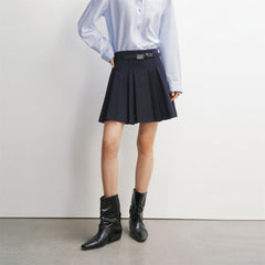 Women's Wool-Blend Pleated A-Line Mini Skirt