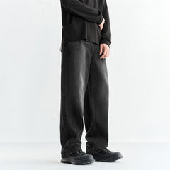 Men's Washed Cotton Wide-Leg Jeans