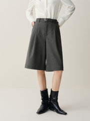 Women's Gray Wide-Leg Tailored Shorts