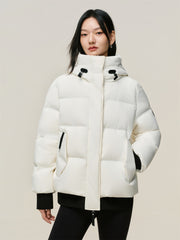 Women's Short Layered-Look Hooded Down Jacket