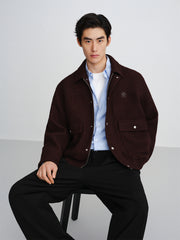 Men's Burgundy Tweed-Texture Tailored Jacket