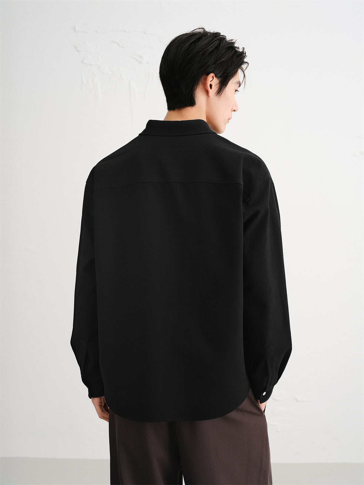Men's Crinkled Texture Structured Shirt