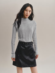 Women's Mock-Neck Vertical Jacquard Sweater