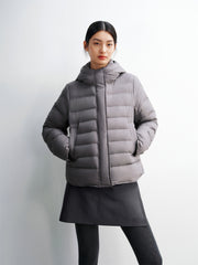 Women's Solid Quilted Oversized Hooded Down Jacket