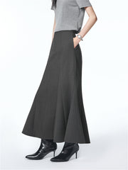 Women's Grey Sheep Wool Maxi Mermaid Skirt
