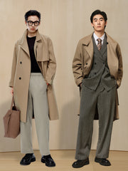 Men's Long Oversized Wool Trench Coat