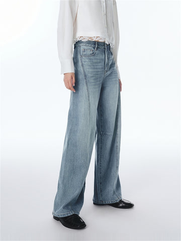 Women's High-Waisted Curved-Leg Wide-Leg Jeans